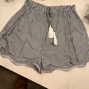 Black and white striped shorts